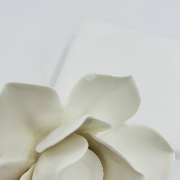 Two's Company Ceramic Tea Light Candle Holder Lotus Flower White 3"H x 6"W - Picture 8 of 8